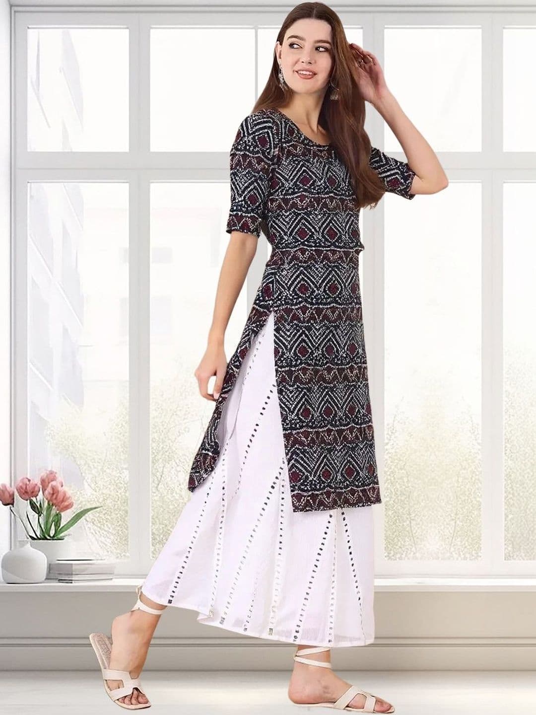 arangya Women Pack Of 3 Ethnic Motifs Printed Crepe Kurta - view 1