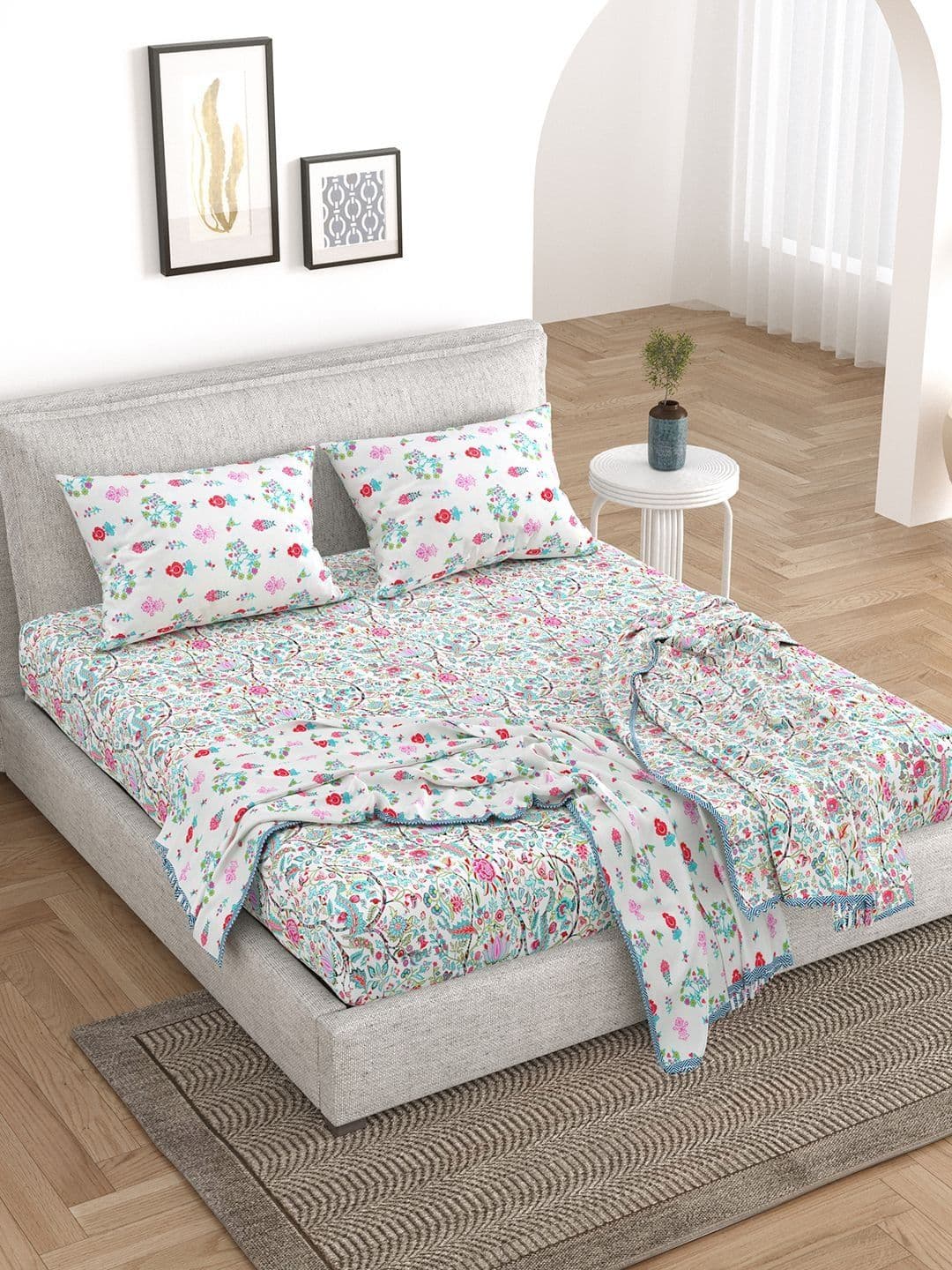 BELLA CASA 5 Piece Double King Bedding Set With Pillow Covers & Single Dohar - view 1