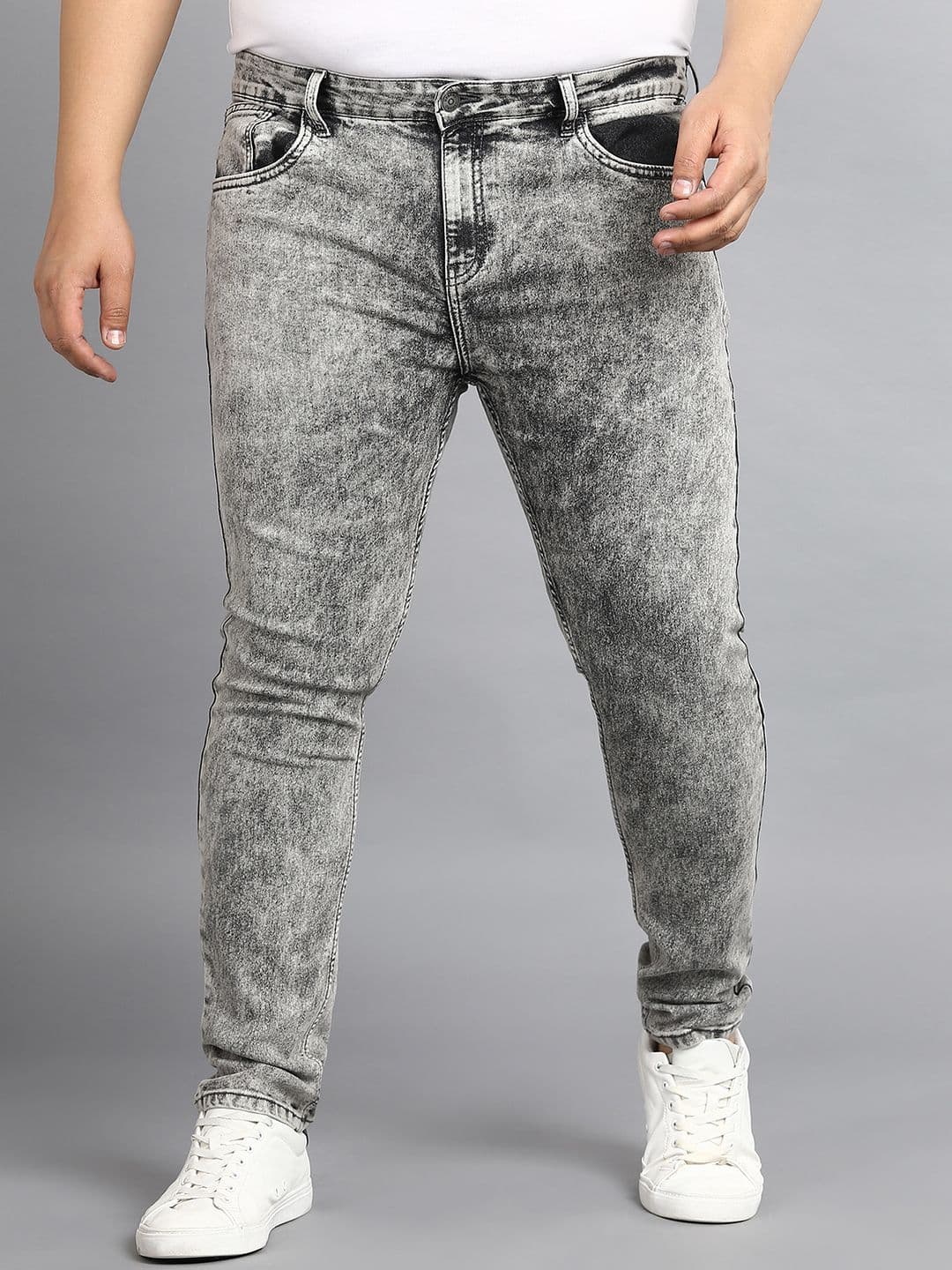 Urbano Plus Men Grey Mid-Rise Heavy Fade Stretchable Regular Fit Jeans - view 1