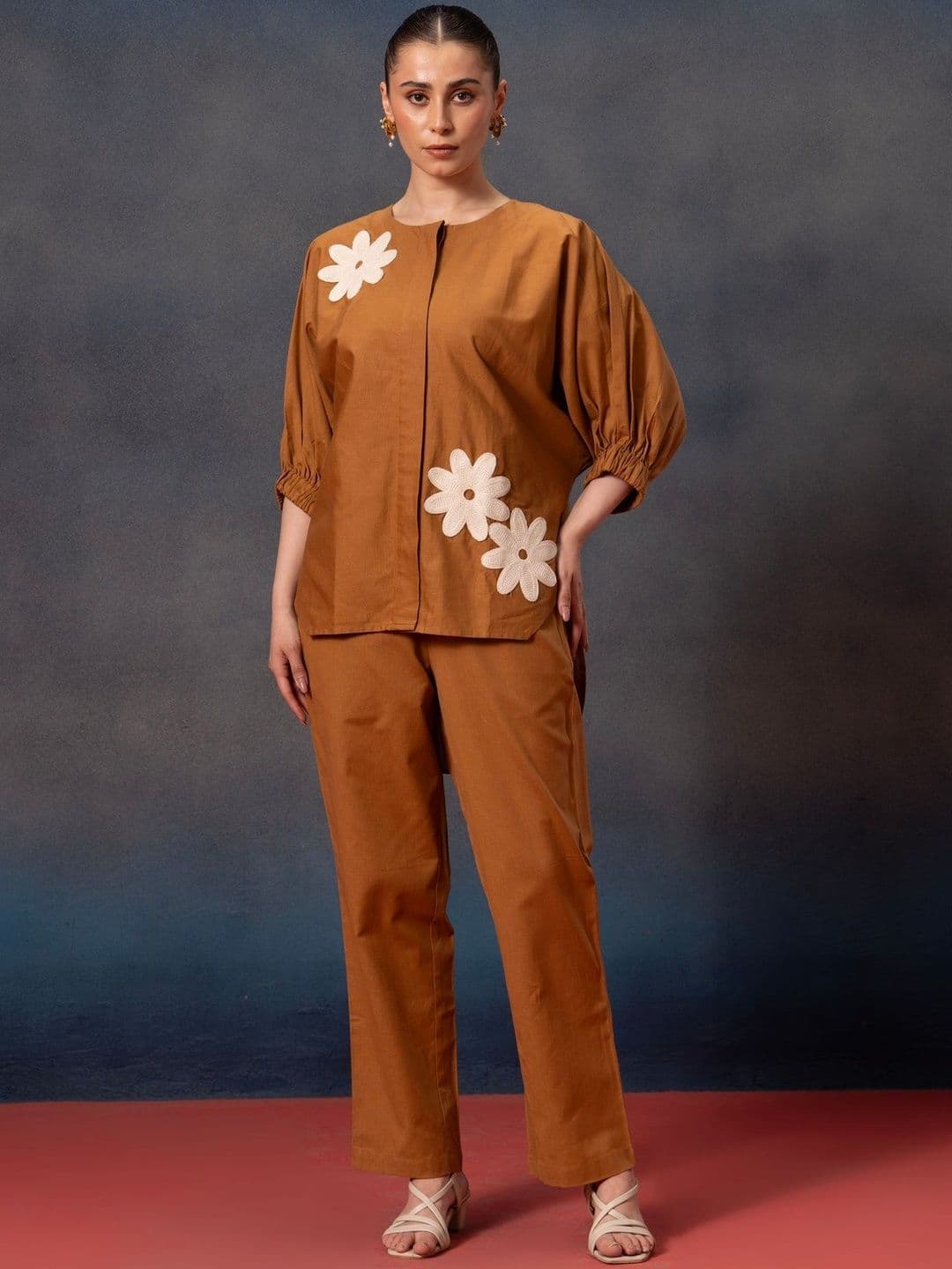 Bannos Swagger Printed Round Neck Top With Trousers Co-Ords Set - view 1