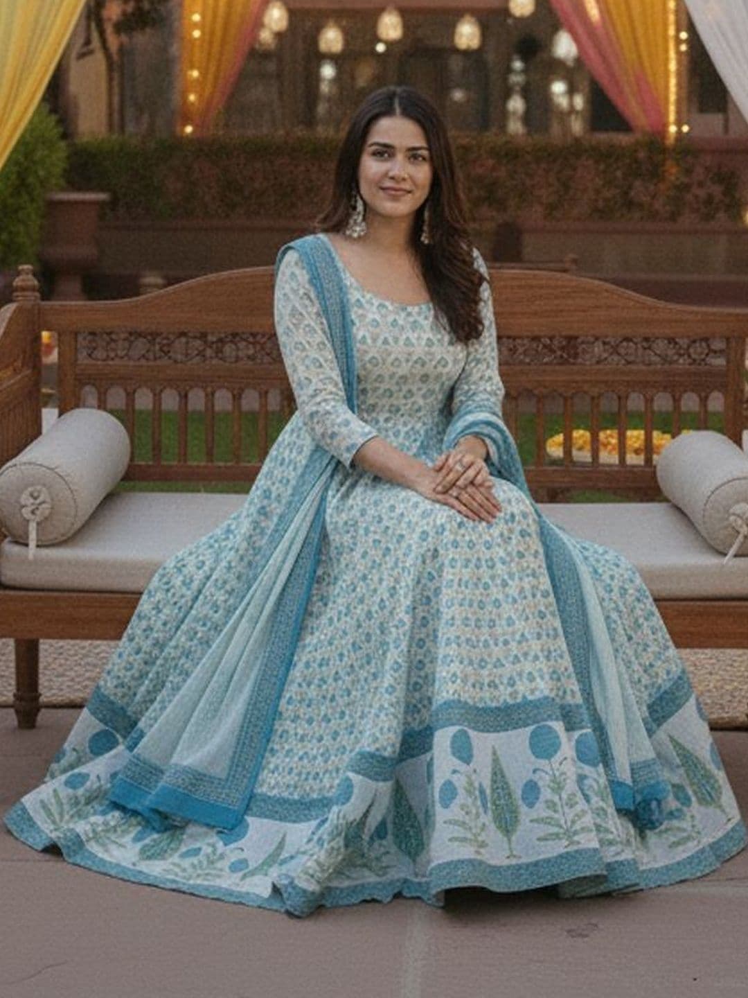 Aaghnya Women Floral Printed Empire Kurta with Trousers & With Dupatta - view 1