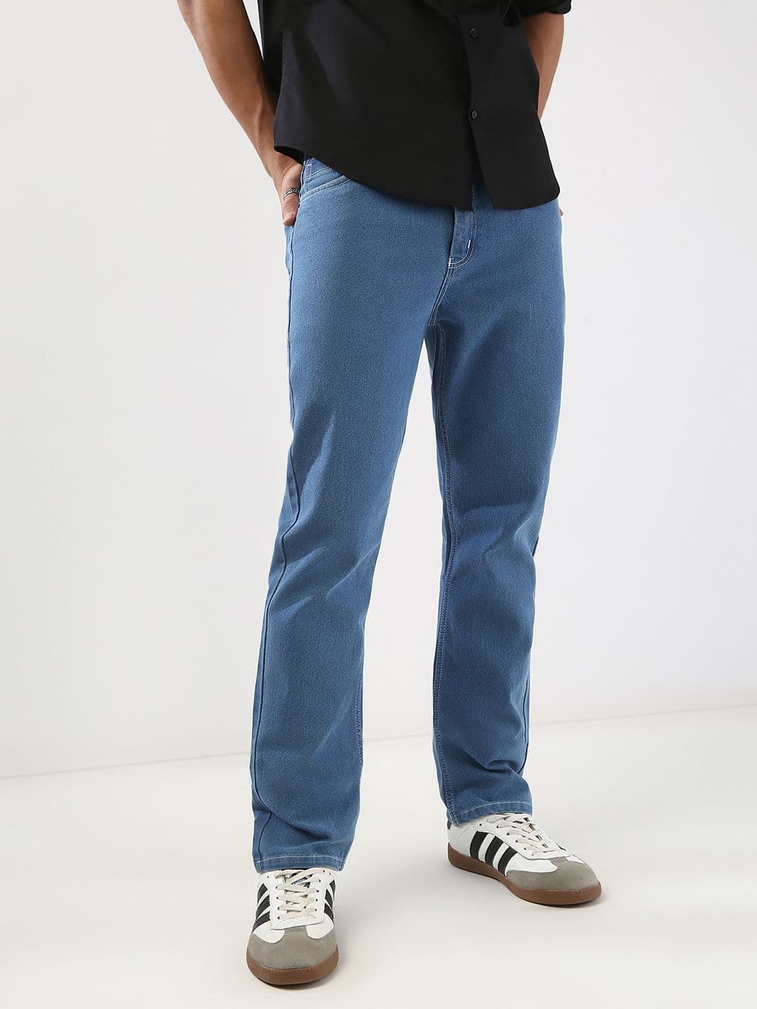 Urbano Fashion Men Light Blue Straight Fit Washed Stretchable Jeans - view 1