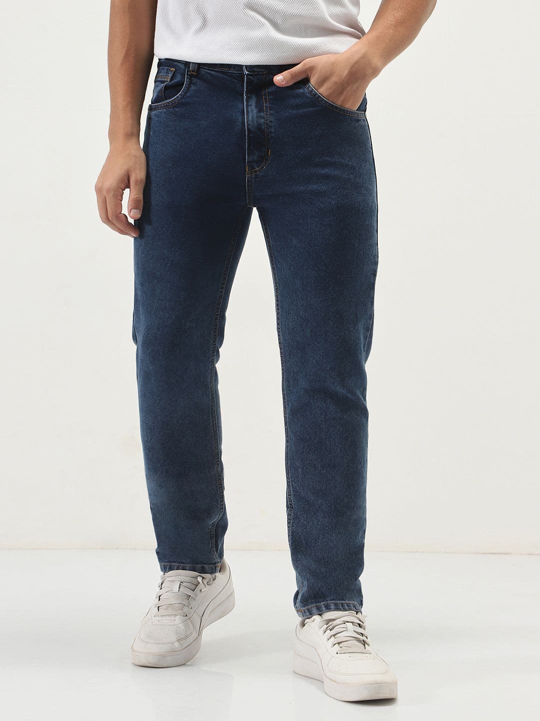 Urbano Fashion Men Dark Blue Slim Fit Washed Stretchable Denim Jeans - view 1