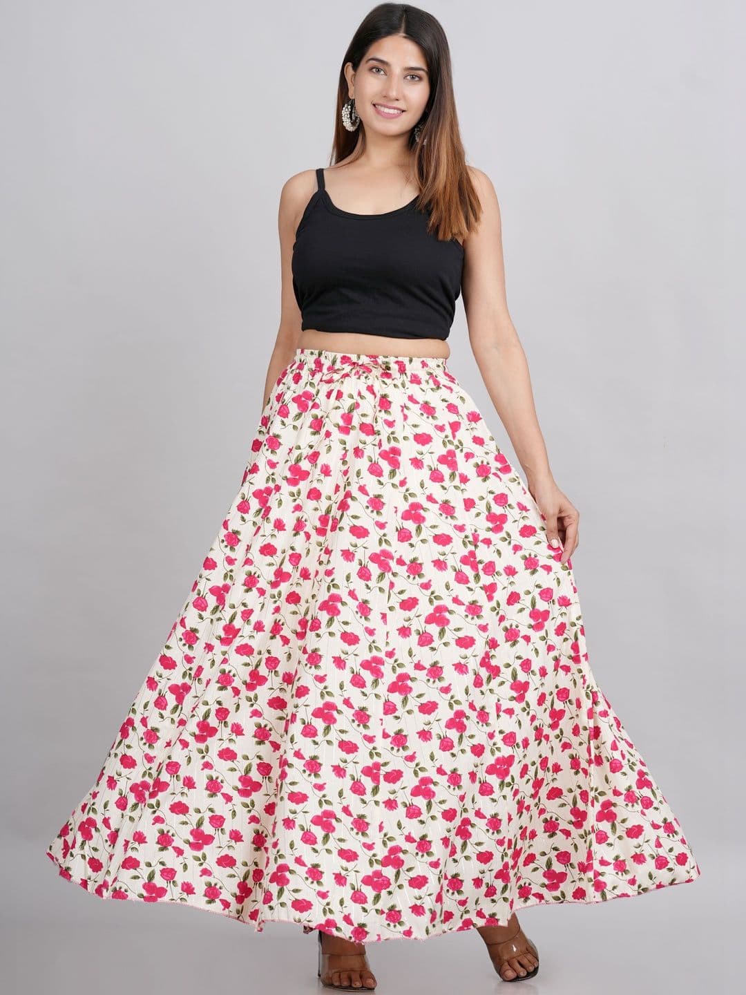 AARMAD Floral Printed Maxi Flared Skirts - view 1