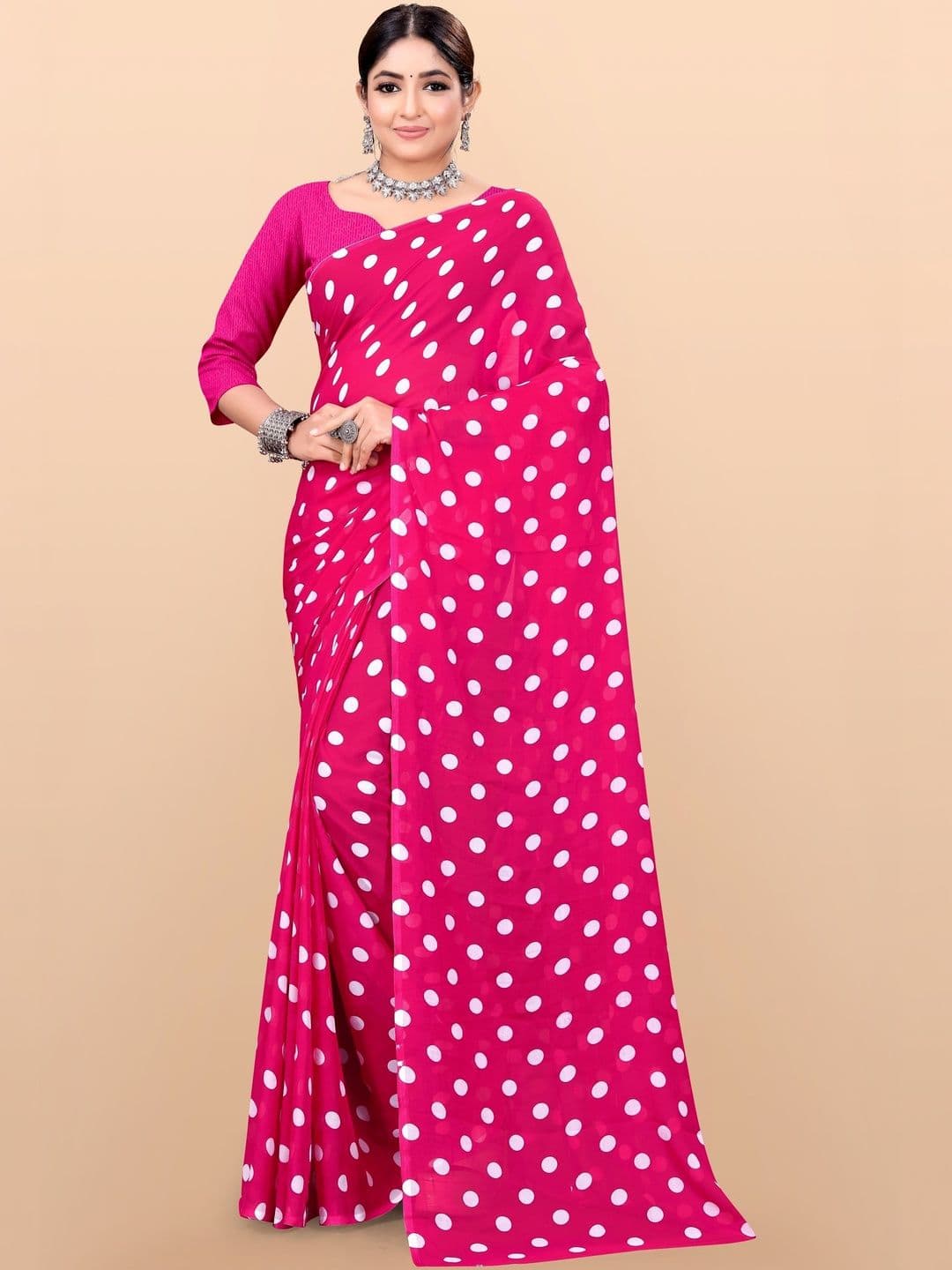Vibhagyaa Polka Dot Poly Georgette Saree - view 1
