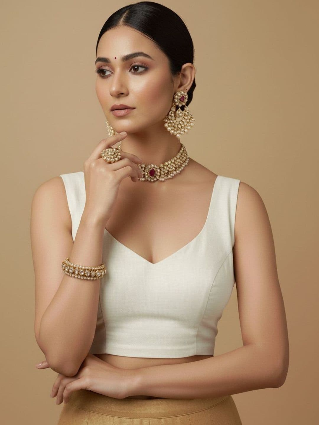 Niraha Padded V Neck Saree Blouse - view 1