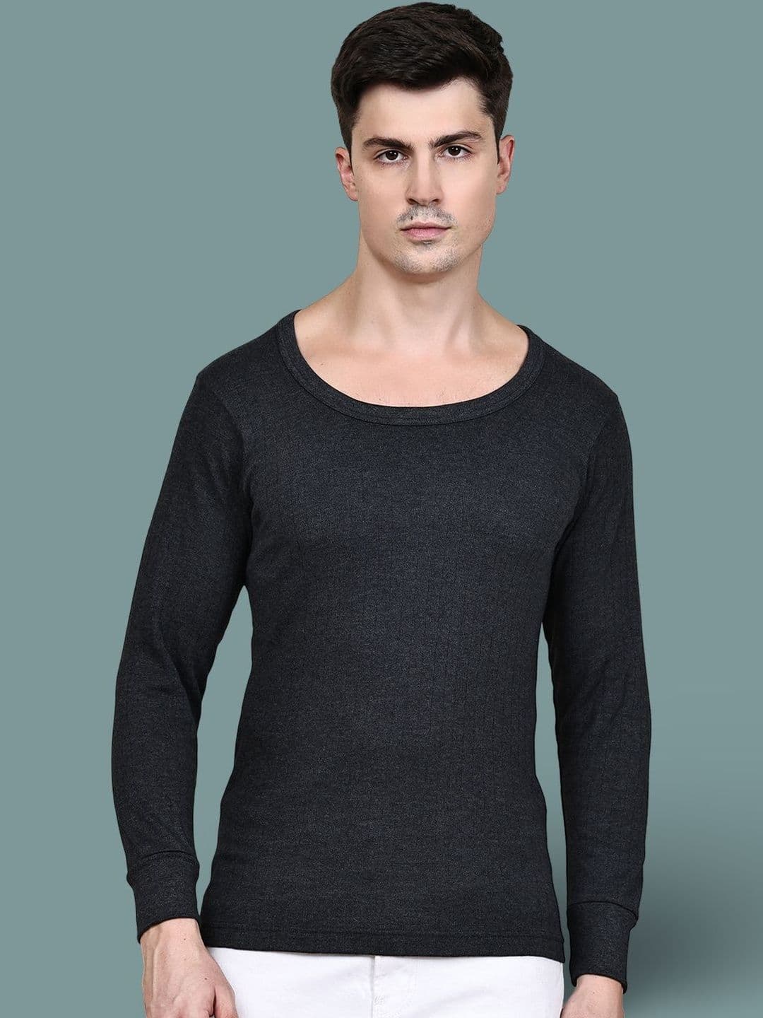 GRACIT Ribbed Round Neck Thermal Top - view 1