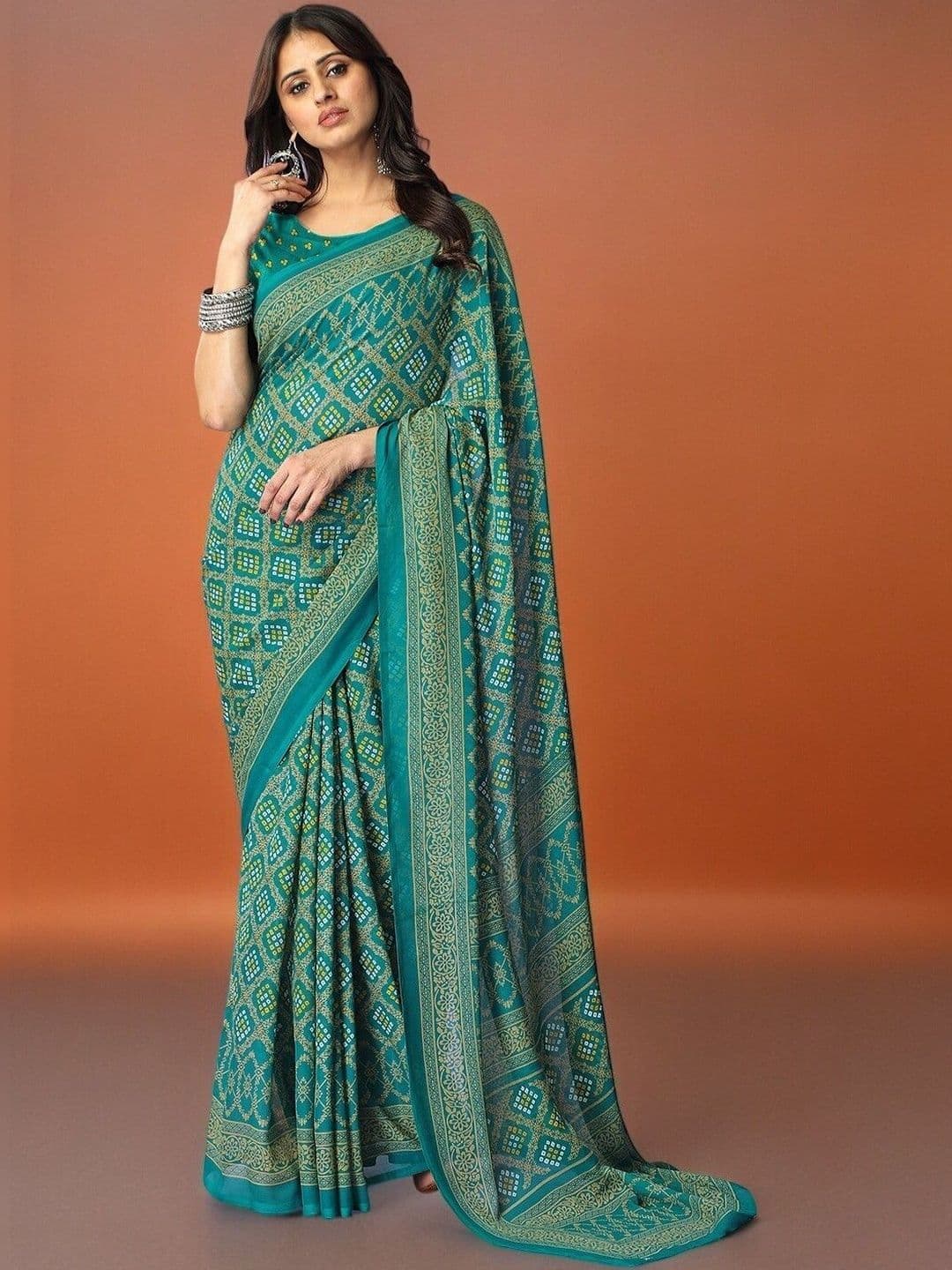 Vibhagyaa Bandhani Poly Georgette Saree - view 1