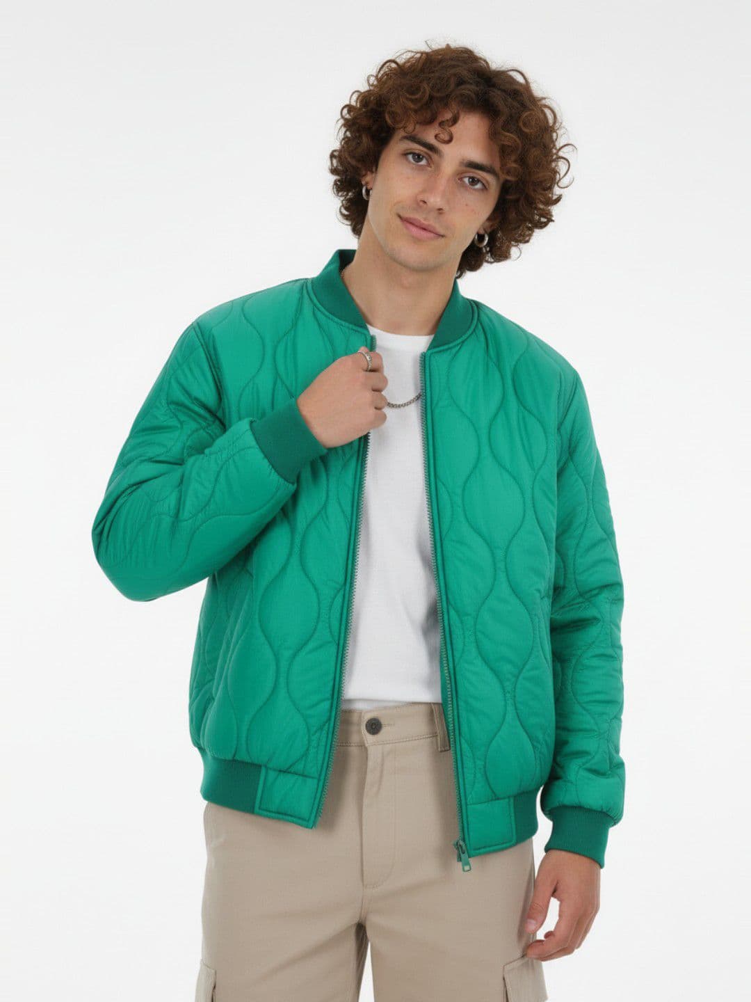 glitchez Stand Collar Bomber Jacket