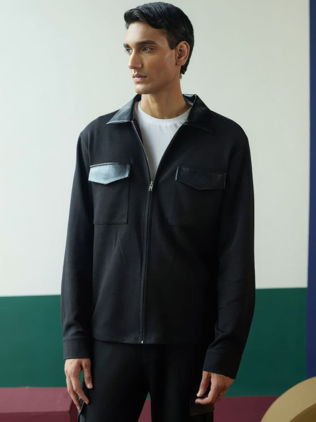 Muvazo Men Leather Woven Jacket - view 1