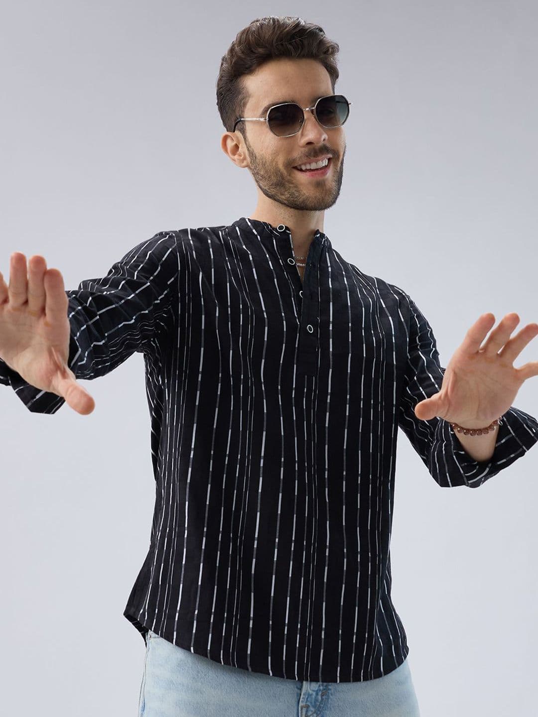 VASTRADO Men Striped Thread Work Kurta - view 1