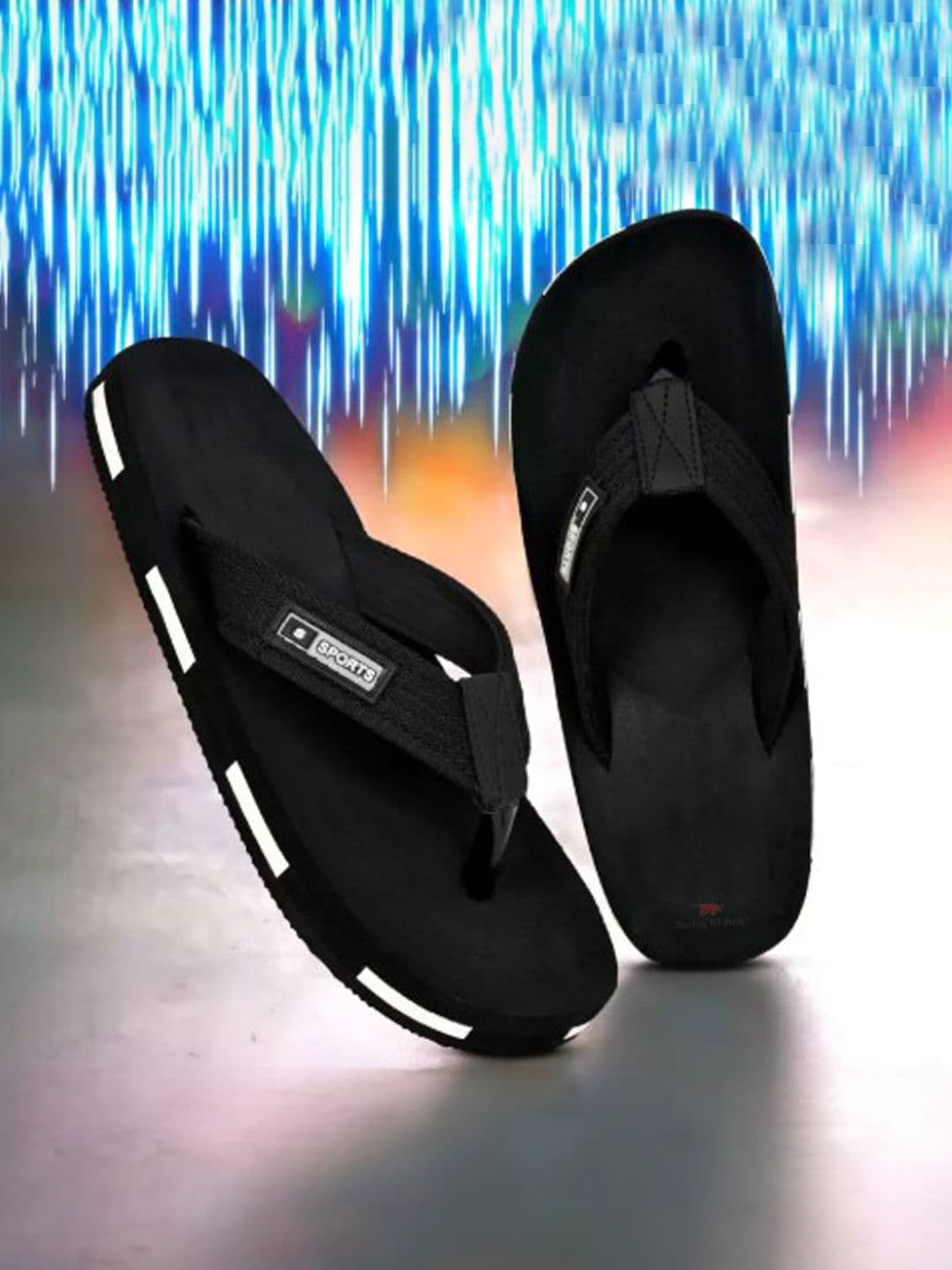 Bhains Ki Ankh Men Striped Rubber Thong Flip-Flops - view 1
