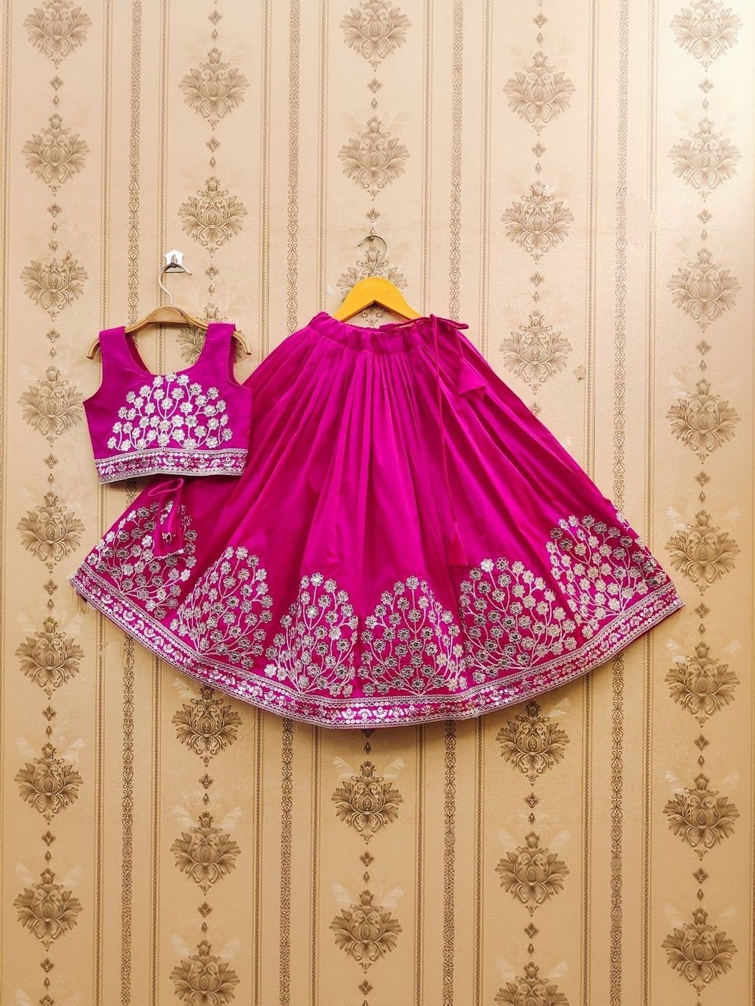 Helene Girls Embellished Sequinned Semi-Stitched Lehenga & - view 1