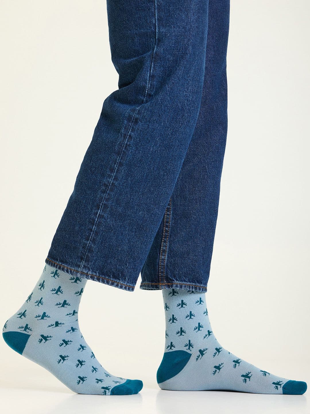 Mint & Oak Men Blue Patterned Calf Length Socks - view 1