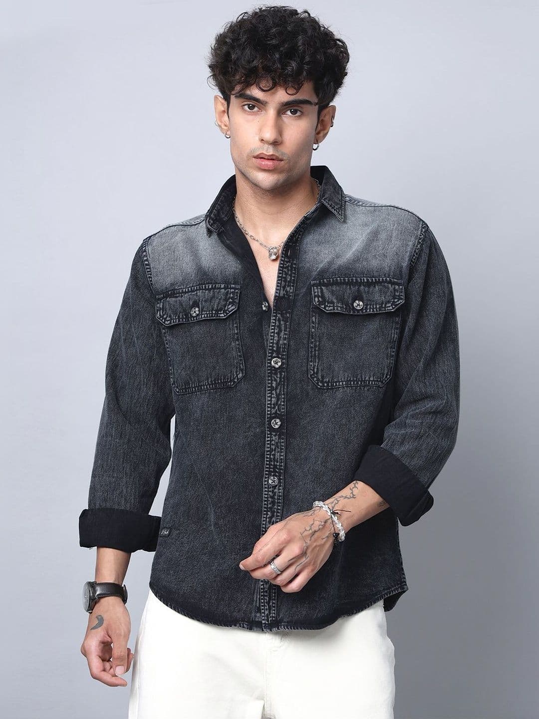 D Finish Men Smart Faded Faded Casual Shirt - view 1