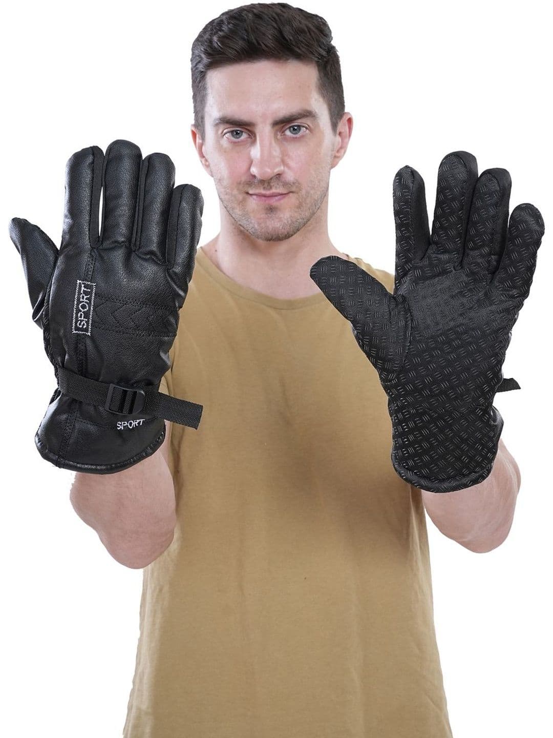 TEEMOODS Men Bike Riding Winter Gloves with Fur Lining - view 1