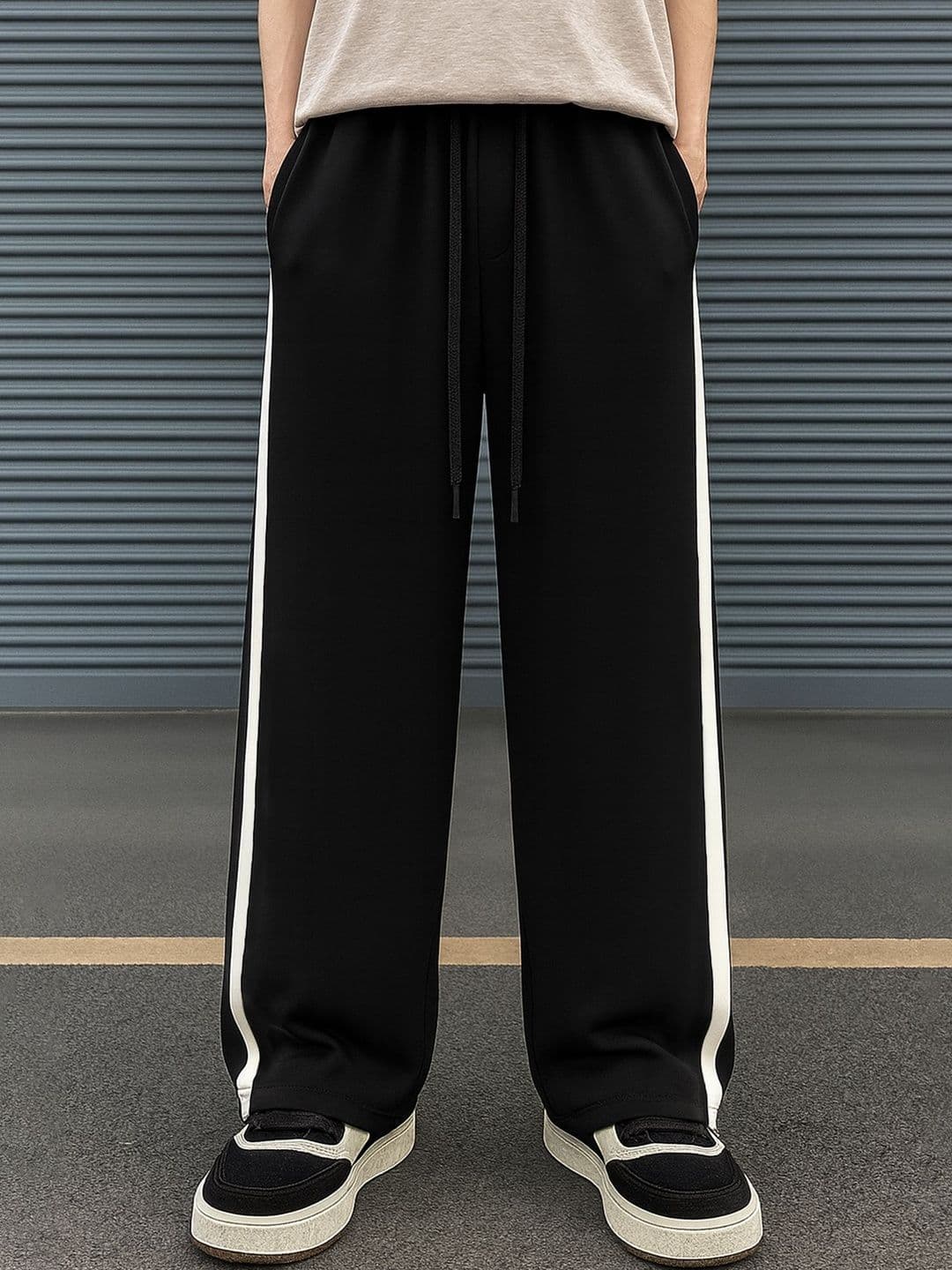 JUMPCUTS Men Color-Blocked Baggy-Fit Track Pants - view 1