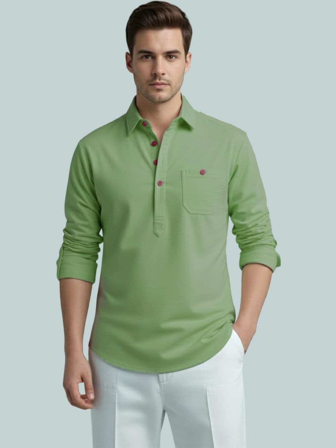 DaReal Men Solid Slim Fit Short Kurta - view 1