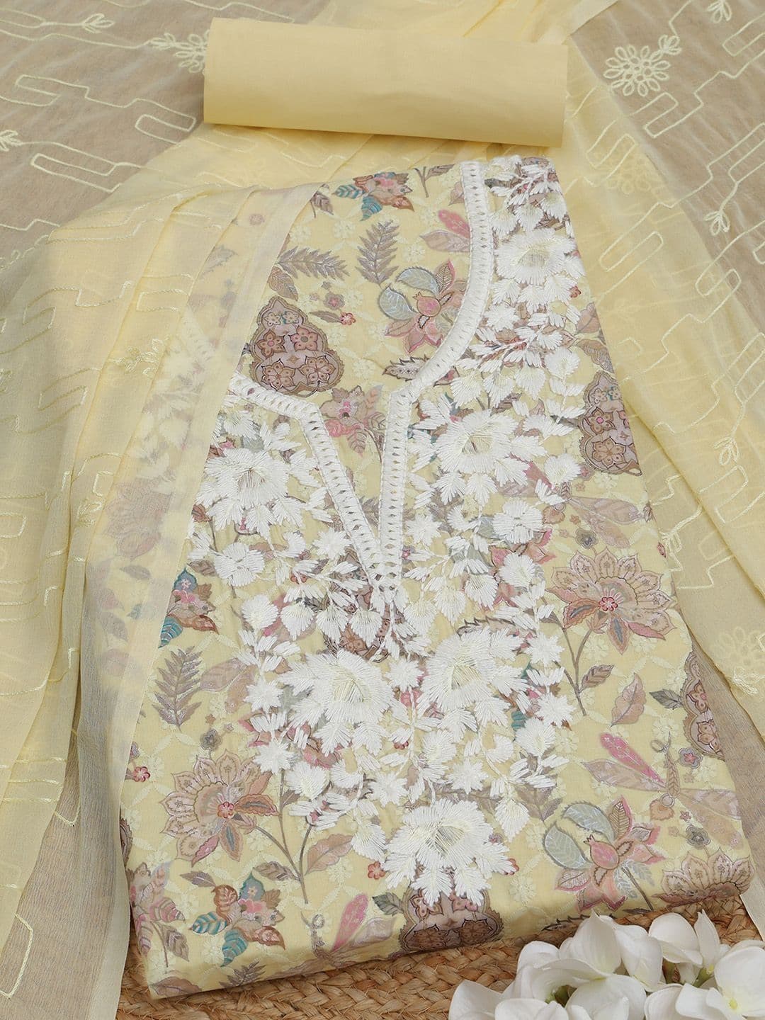 Soch Embroidered Pure Cotton Unstitched Dress Material - view 1