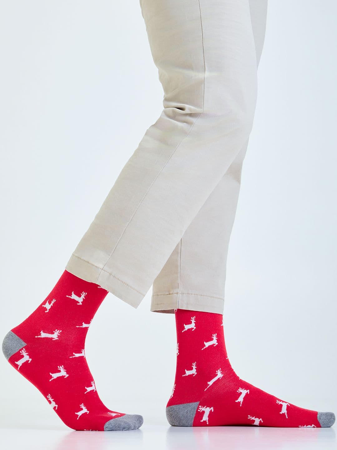 Mint & Oak Men Maroon & White Conversational Patterned Above Ankle Socks - view 1