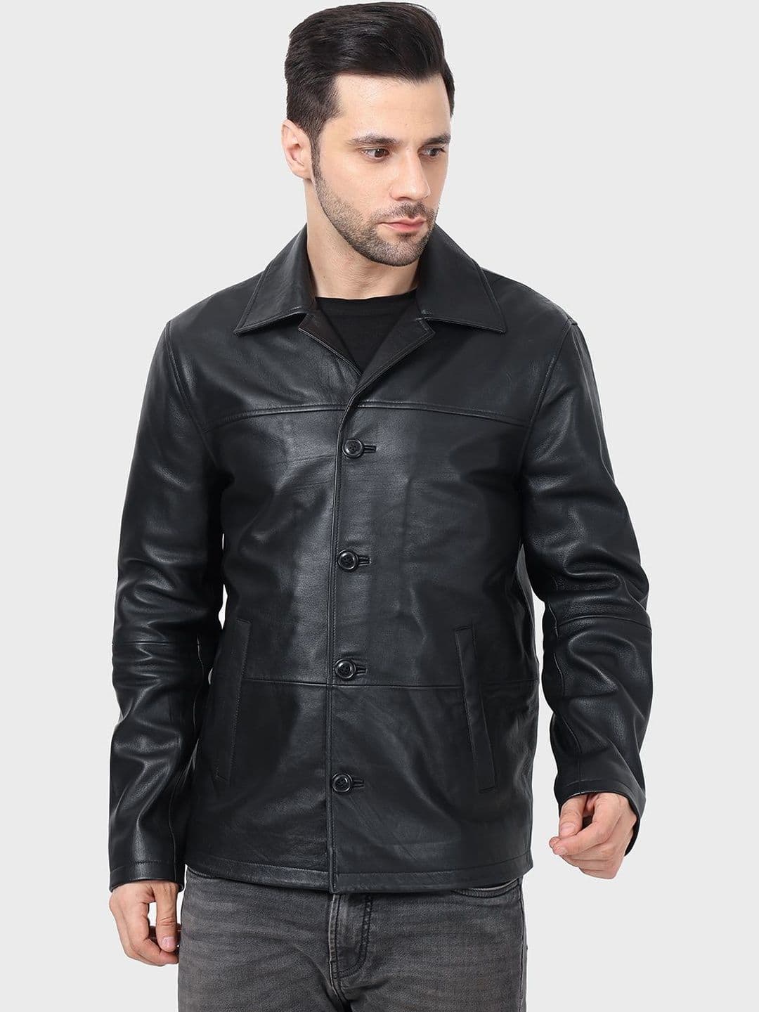 Justanned Men Leather Leather Jacket - view 1