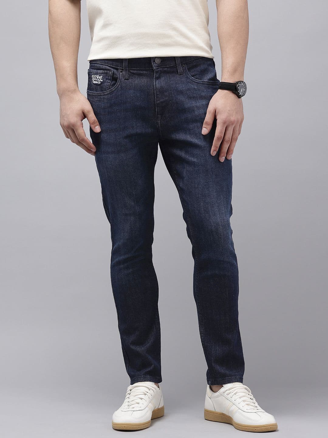 U.S. Polo Assn. Denim Co. Men Henry Cropped Skinny Fit Light Fade Stretchable Jeans