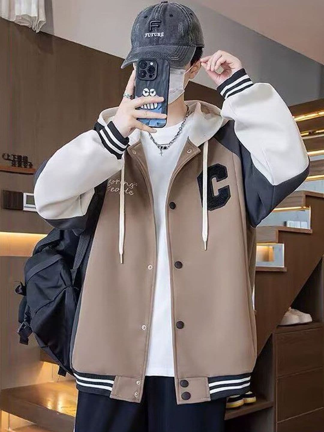 StyleCast x Revolte StyleCast Men Colourblocked Varsity Jacket - view 1
