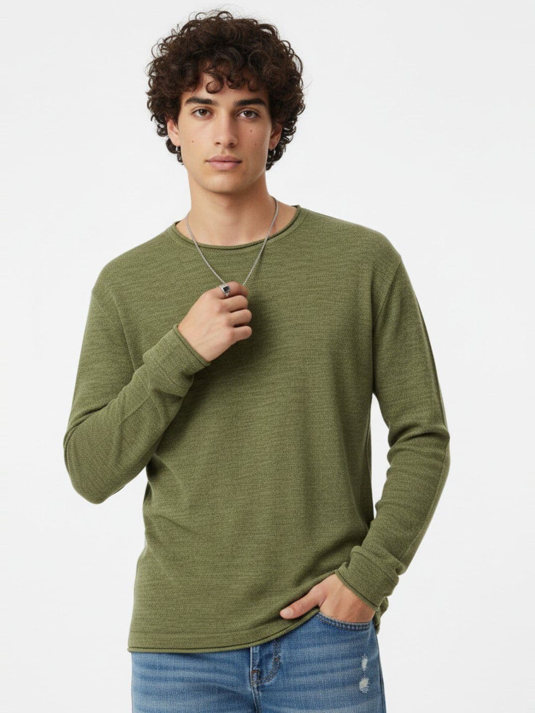 glitchez Raw Edge Relaxed Pullover Sweater - view 1
