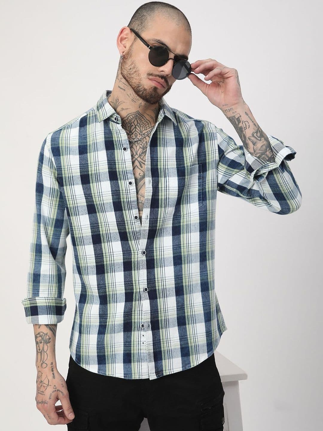 VASTRADO Tea Plaid Tartan Checks Cotton Long Sleeves Slim Fit Shirt - view 1