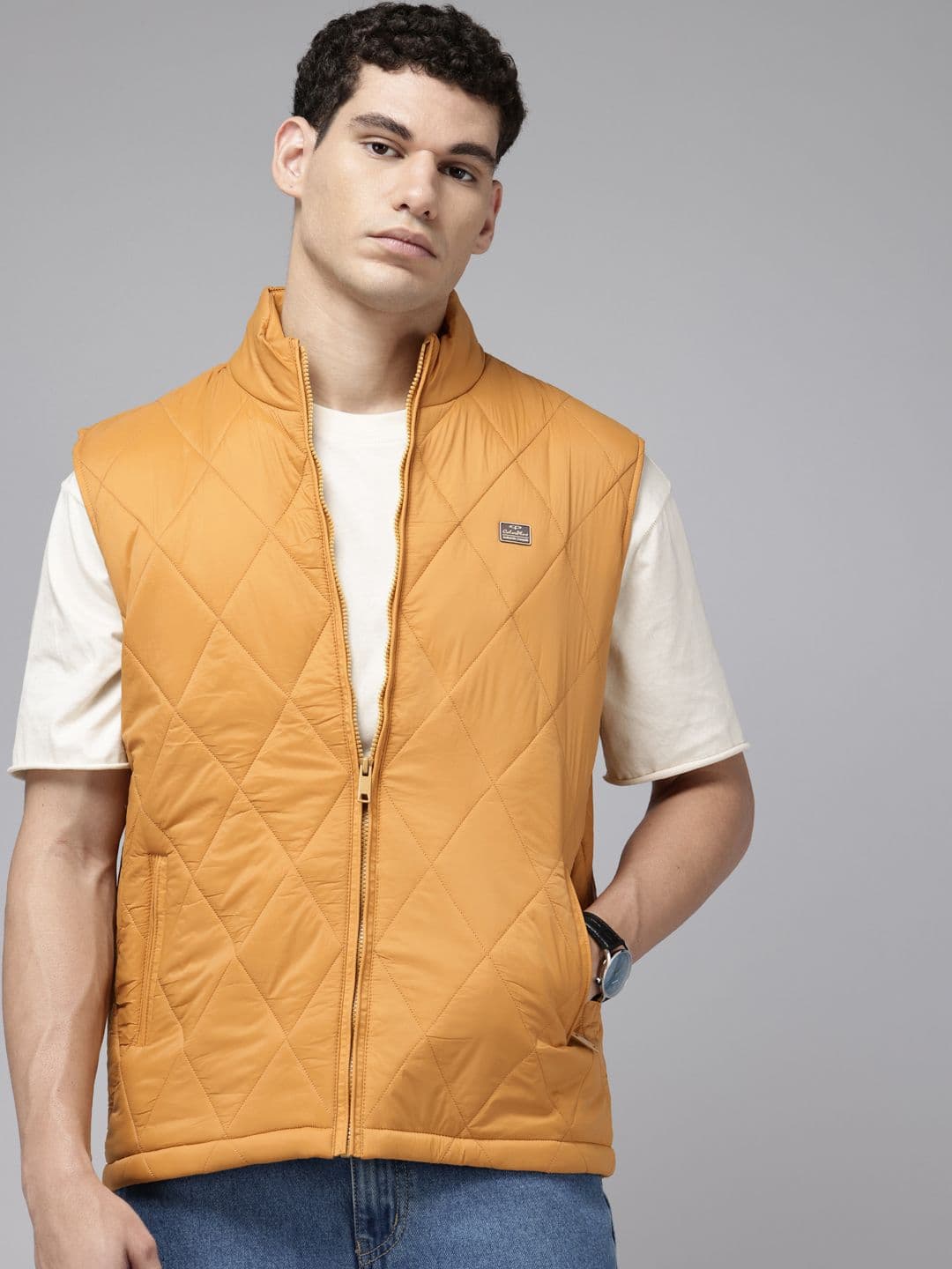 ColorPlus Mock Collar Sleeveless Gilet Jacket - view 1