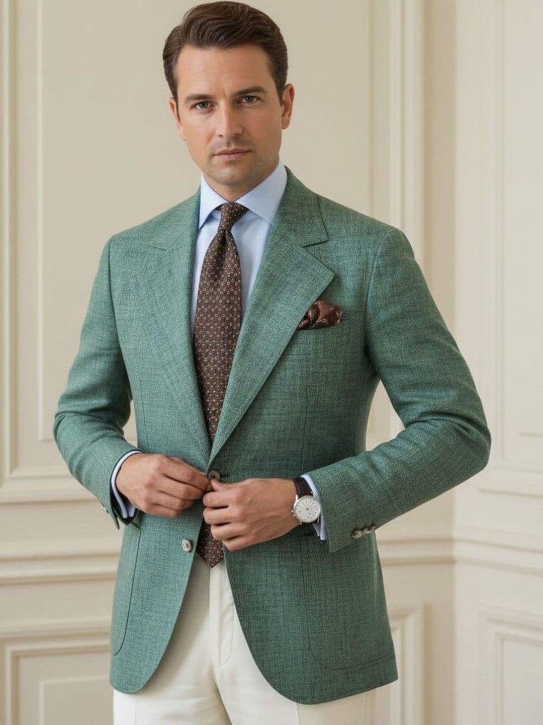 INVICTUS Checked Notched Lapel Long Sleeves Single Breasted Blazer - view 1