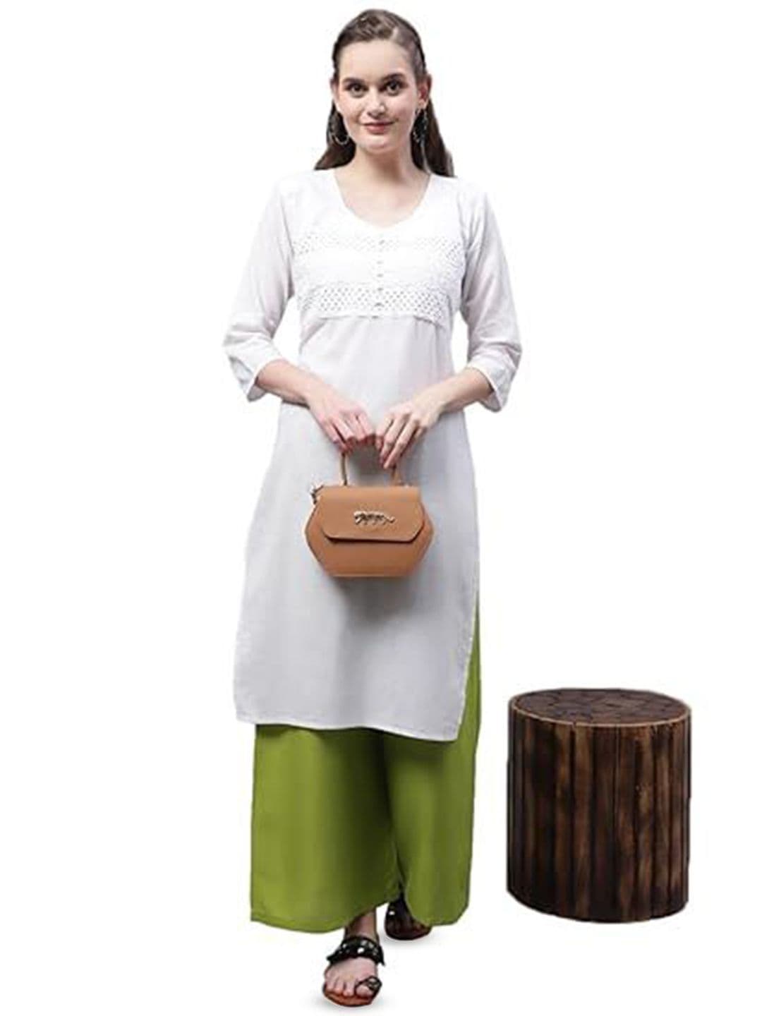 eyba Women Flared Knitted Ethnic Palazzos - view 1