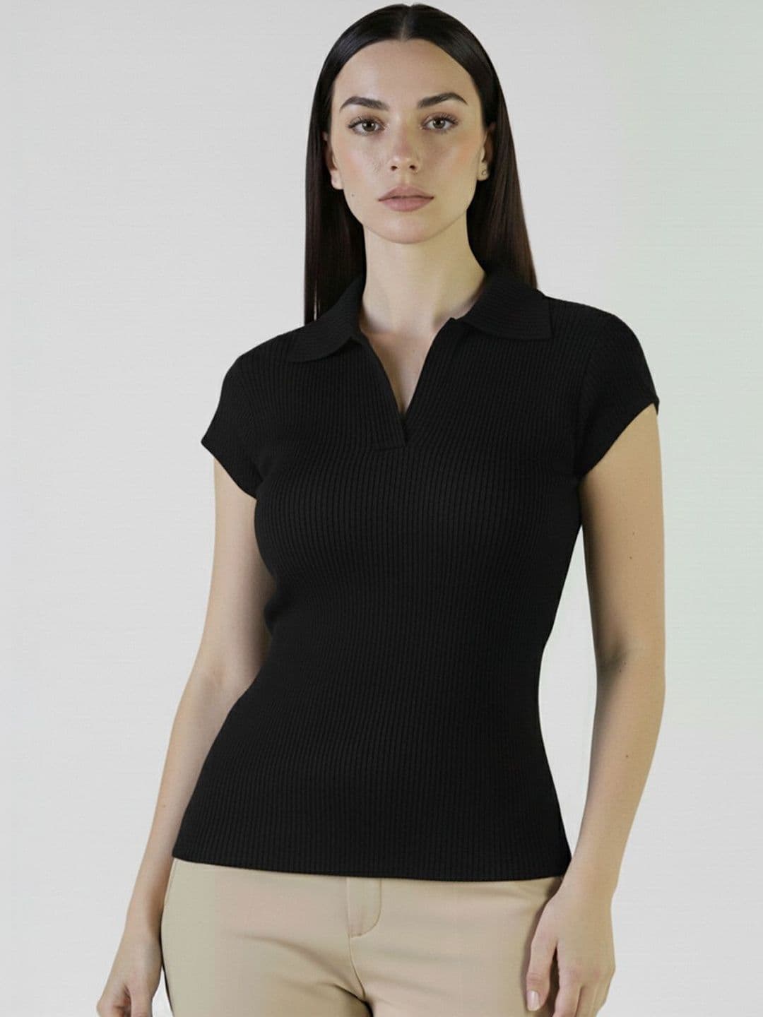 Plus Size Women Polo Collar T-shirt - view 1