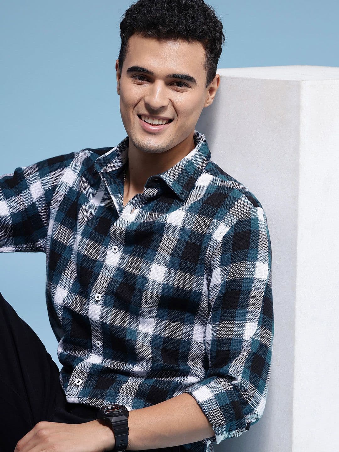 HERE&NOW Slim Fit Checked Pure Cotton Casual Shirt - view 1