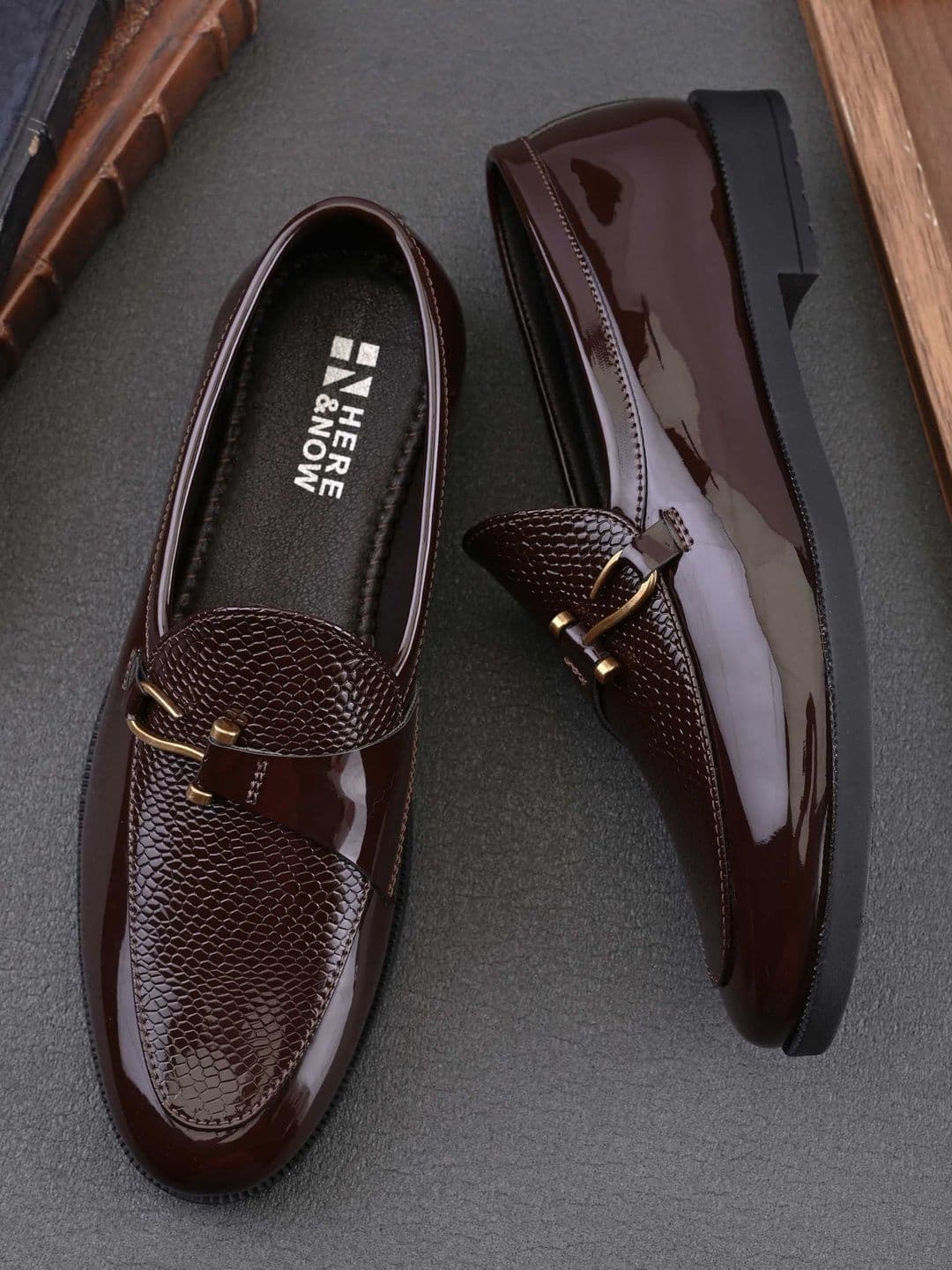 HERE&NOW Men Textured Slip On Formal Loafers - view 1