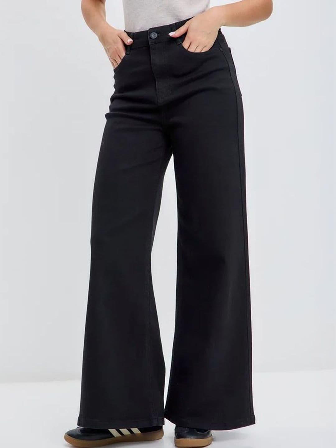 Aadvi Fashion Women Smart Wide Leg High-Rise Stretchable Jeans - view 1
