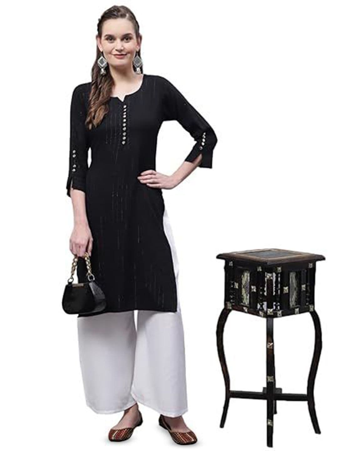 eyba Women Flared Knitted Ethnic Palazzos - view 1