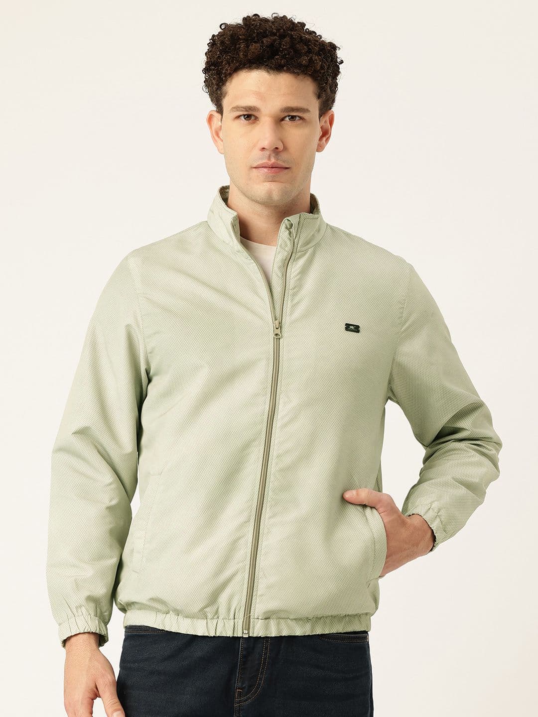 Monte Carlo Self Checked Mock Collar Padded Jacket - view 1