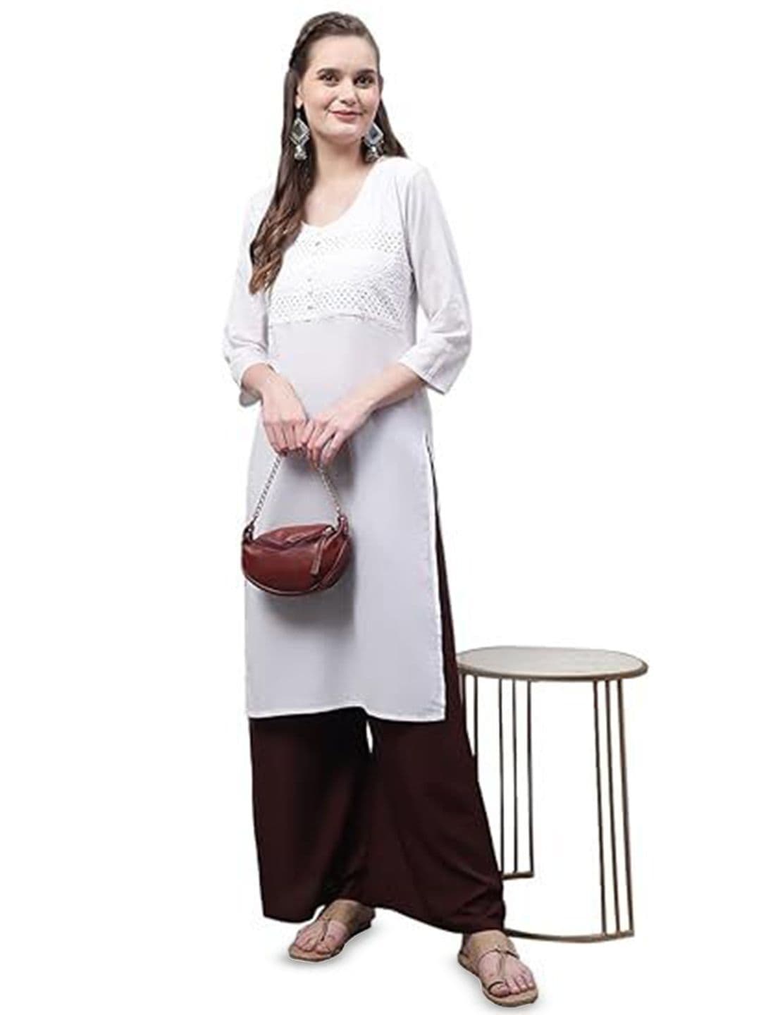 eyba Women Flared Knitted Ethnic Palazzos - view 1