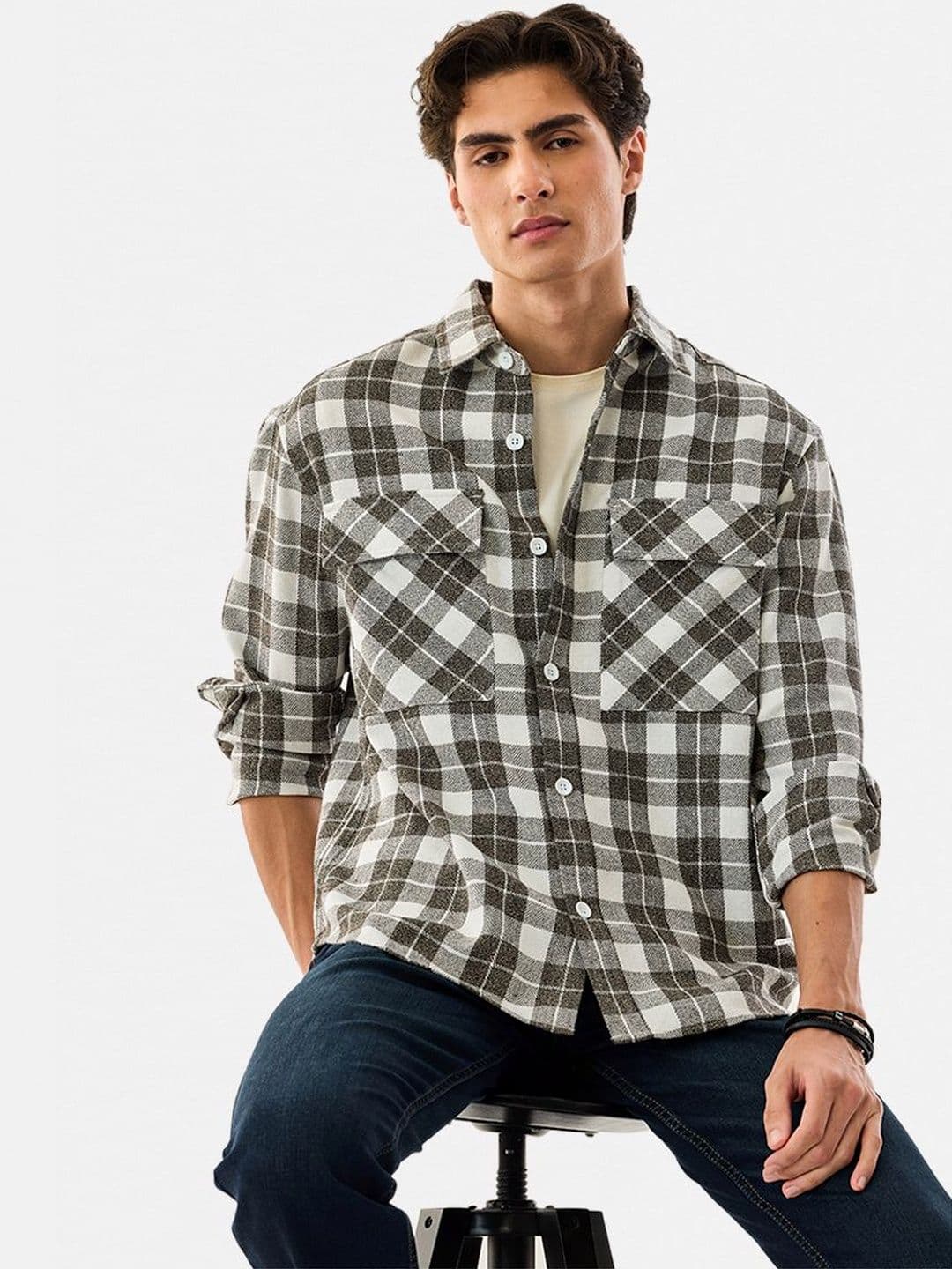 Snitch Checked Polycotton Long Sleeves Relaxed Fit Shirt - view 1