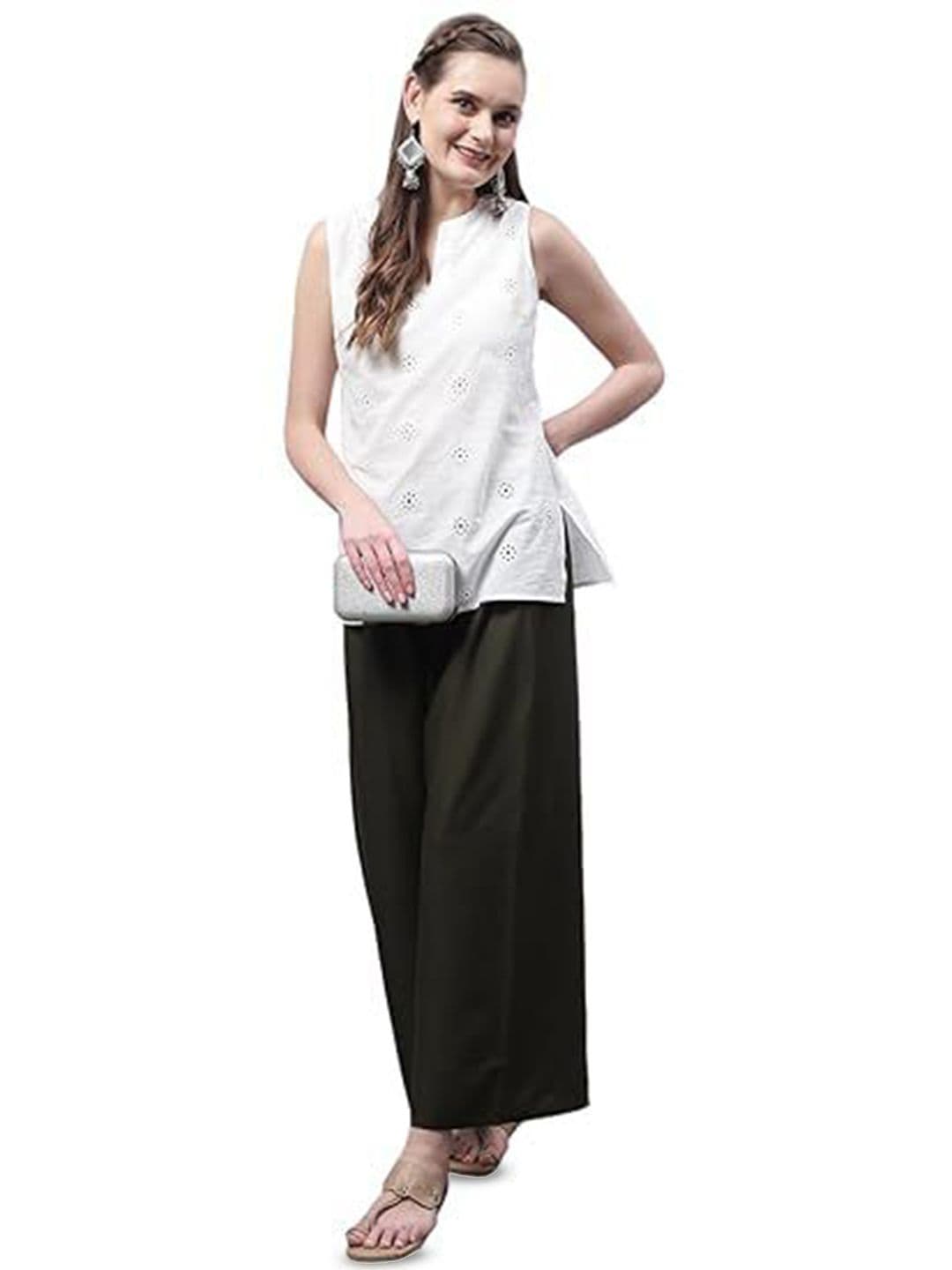 eyba Women Flared Knitted Ethnic Palazzos - view 1
