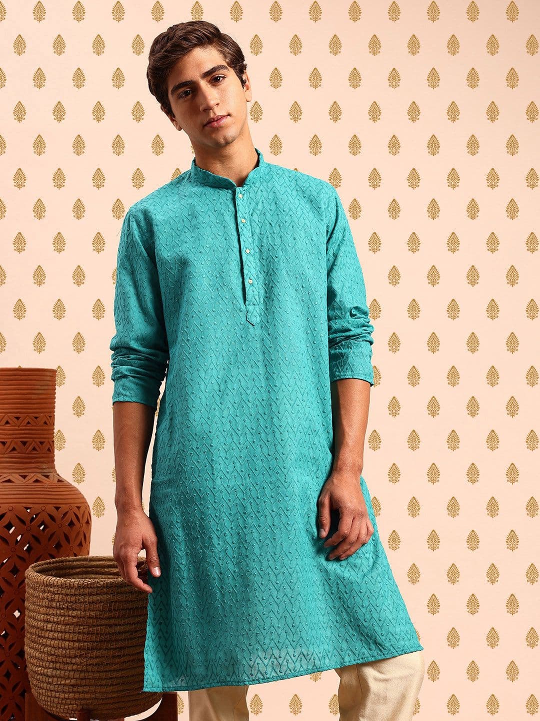 SOURAGYA Geometric Embroidered Kurta - view 1