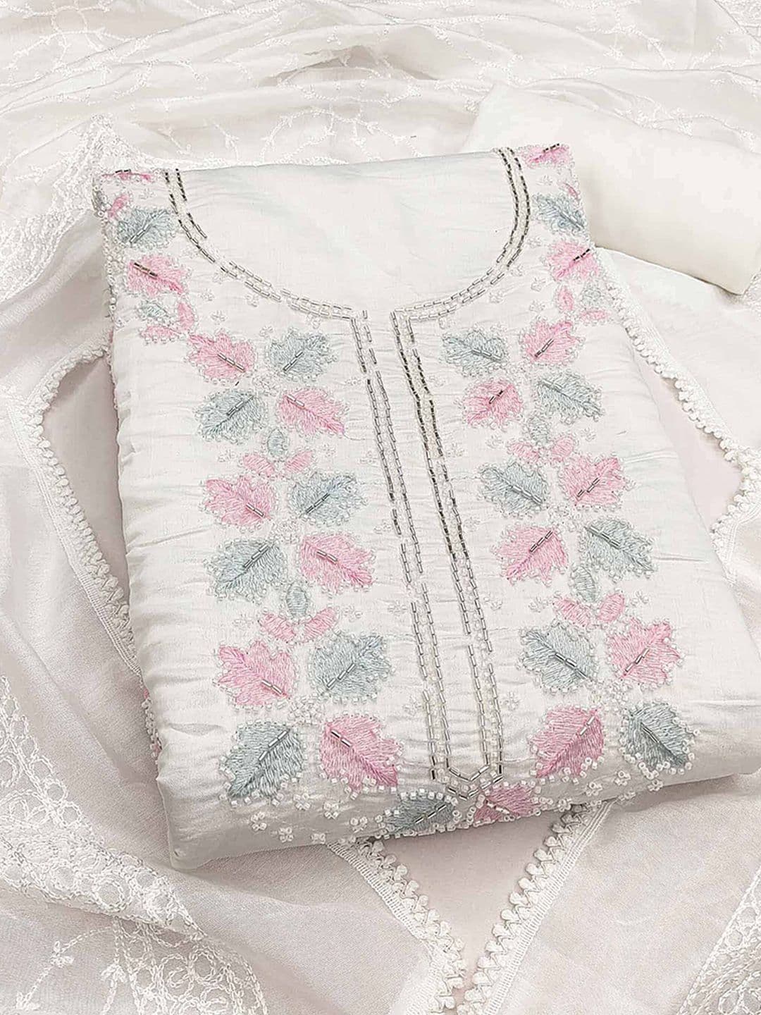 Peachmode Embroidered Pure Cotton Unstitched Dress Material - view 1