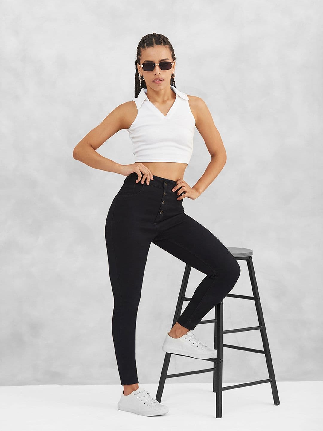 Mast & Harbour Women's Skinny Fit High Rise Clean Look Stretchable Denim Jeans - view 1
