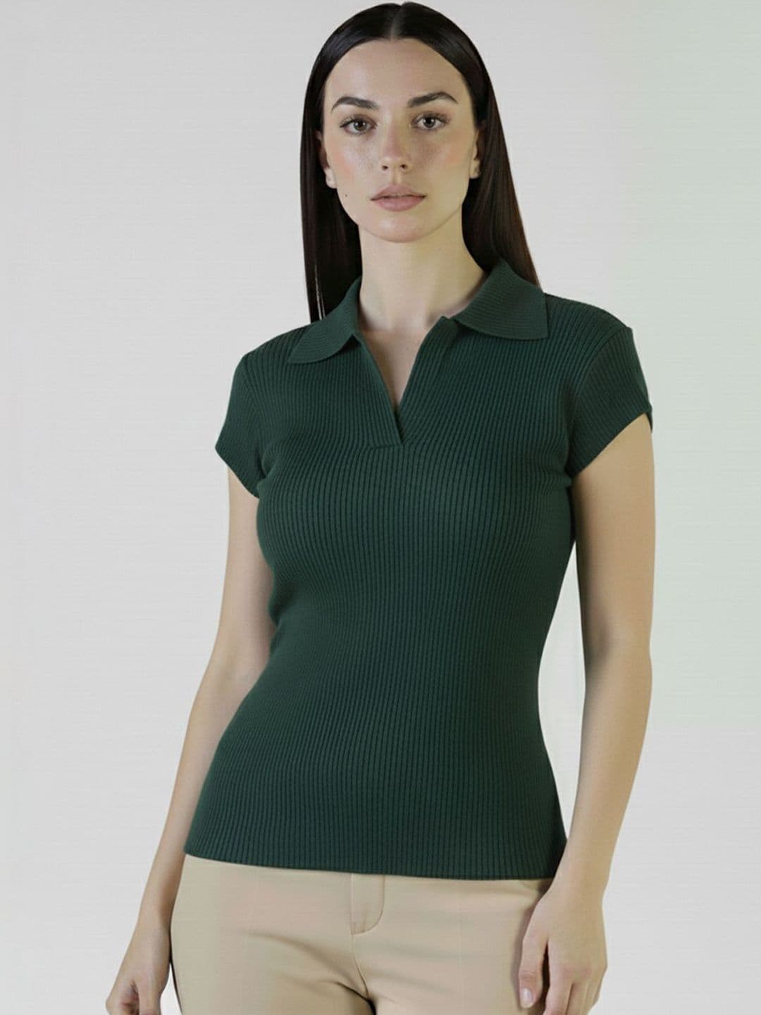 Plus Size Women Polo Collar T-shirt - view 1