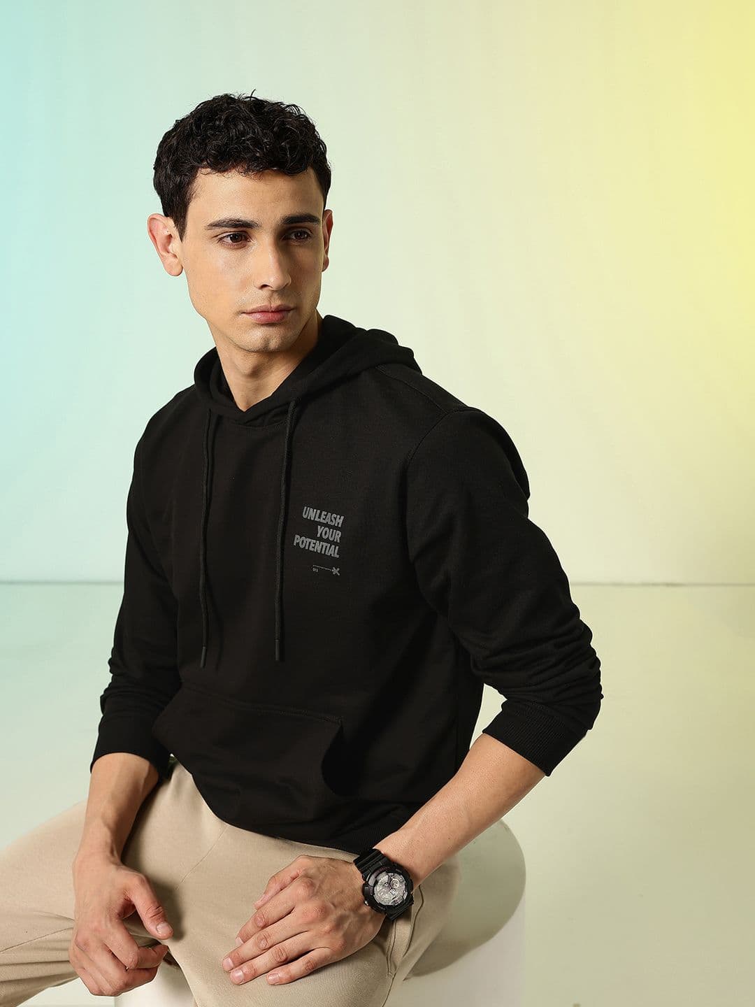 HRX by Hrithik Roshan Knitted Hooded Sweatshirt - view 1