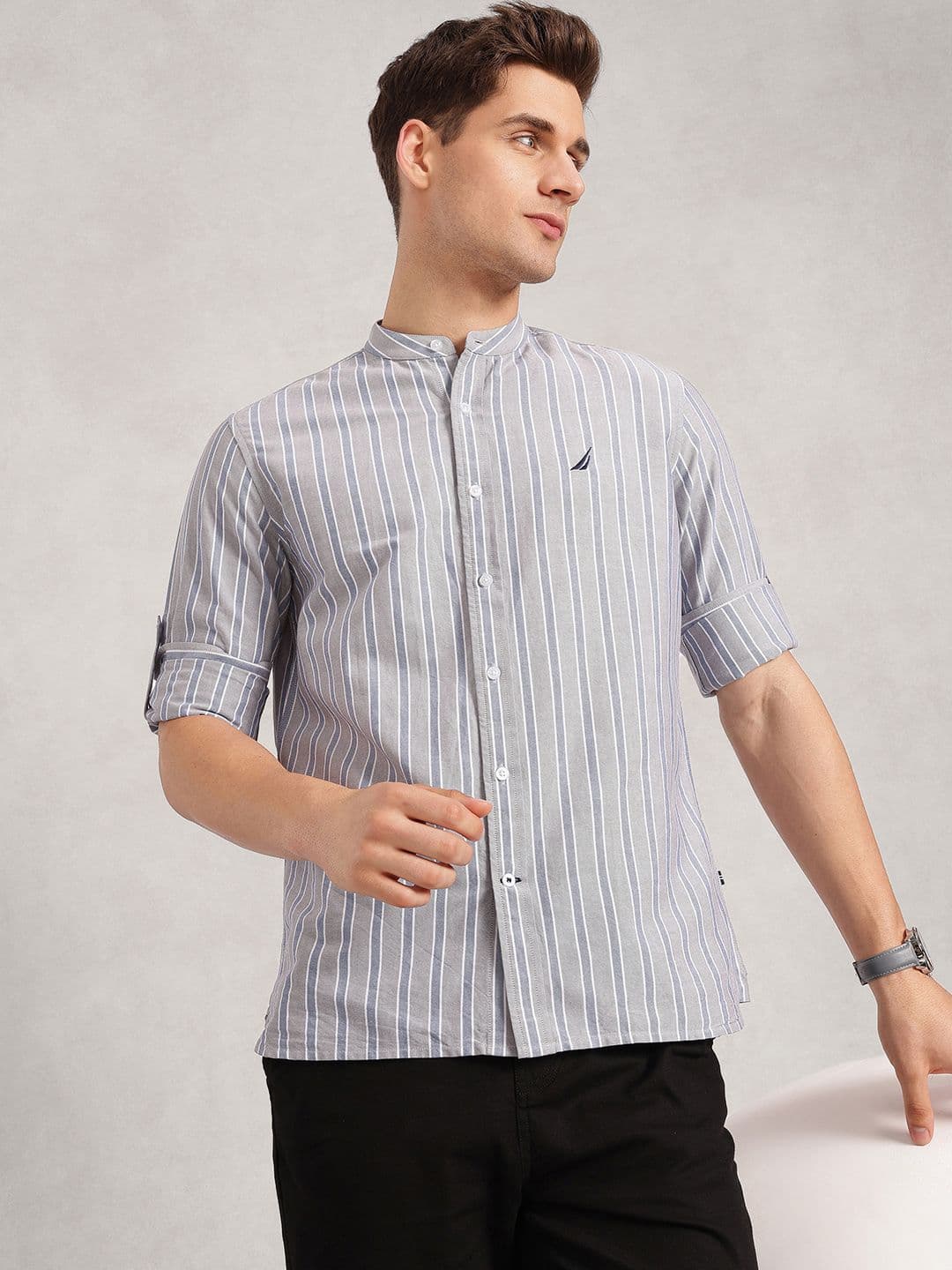 Nautica Slim Fit Striped Pure Cotton Casual Shirt - view 1