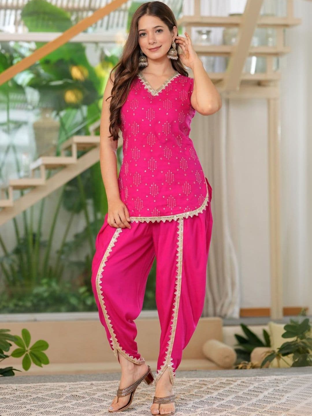 TFP Women Ethnic Motifs Printed Regular Gotta Patti Kurti with Dhoti Pants - view 1