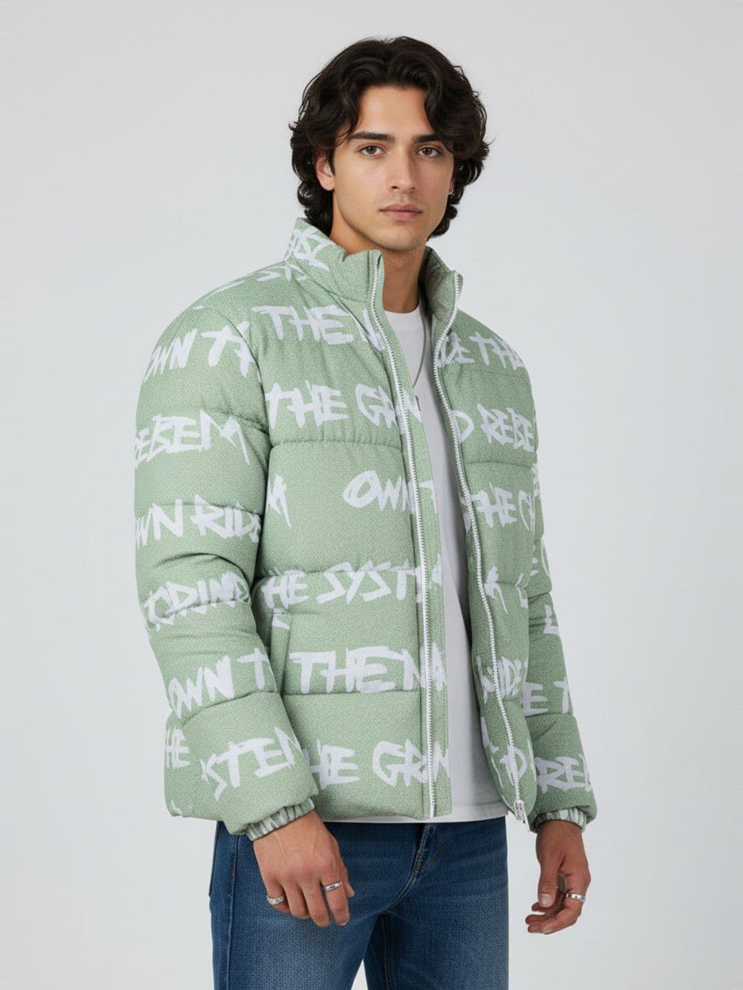 glitchez Mock Collar Oversized Padded Jacket - view 1