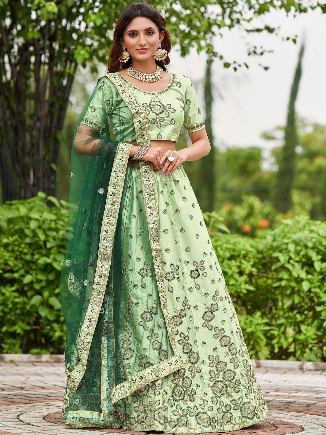 Warthy Ent Women Embroidered Semi-Stitched Lehenga & Unstitched Blouse With Dupatta - view 1